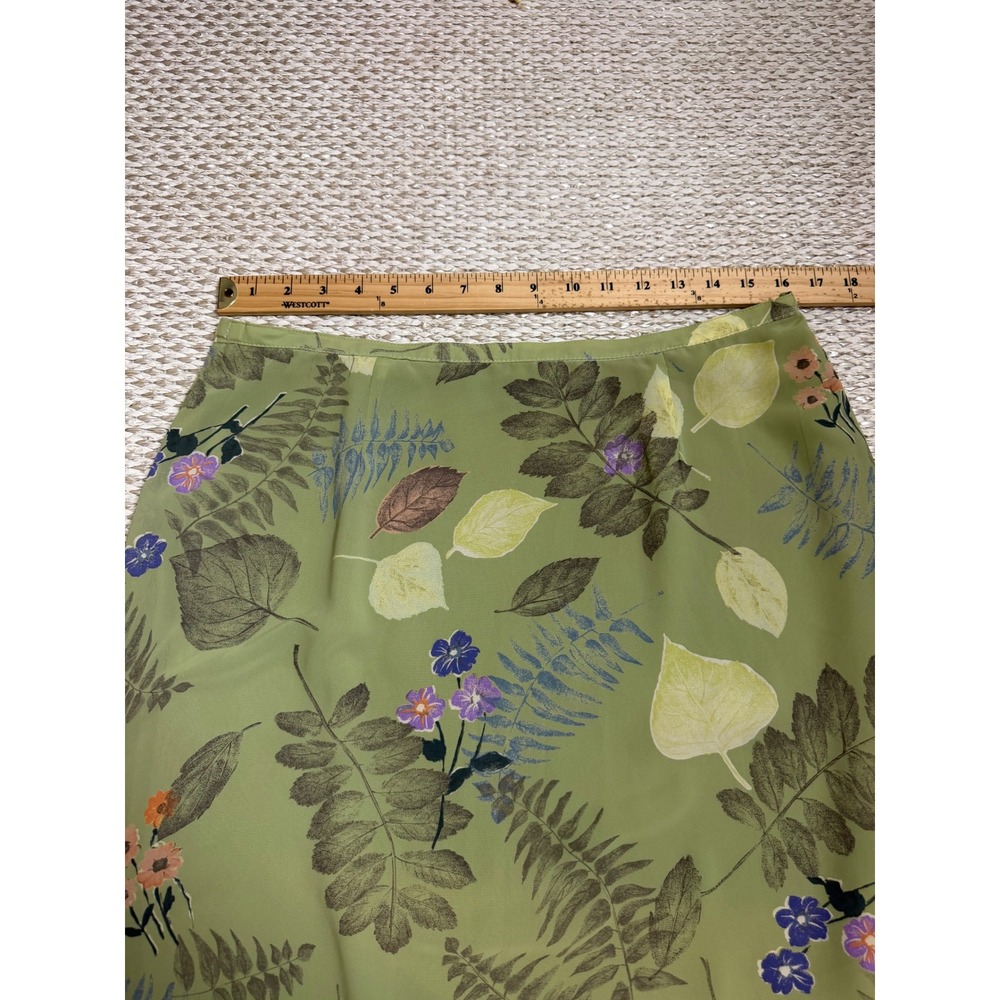 Sigrid Olsen Vintage Green Floral cottagecore Maxi Skirt Chiffon Lined Size 16 - Picture 3 of 6